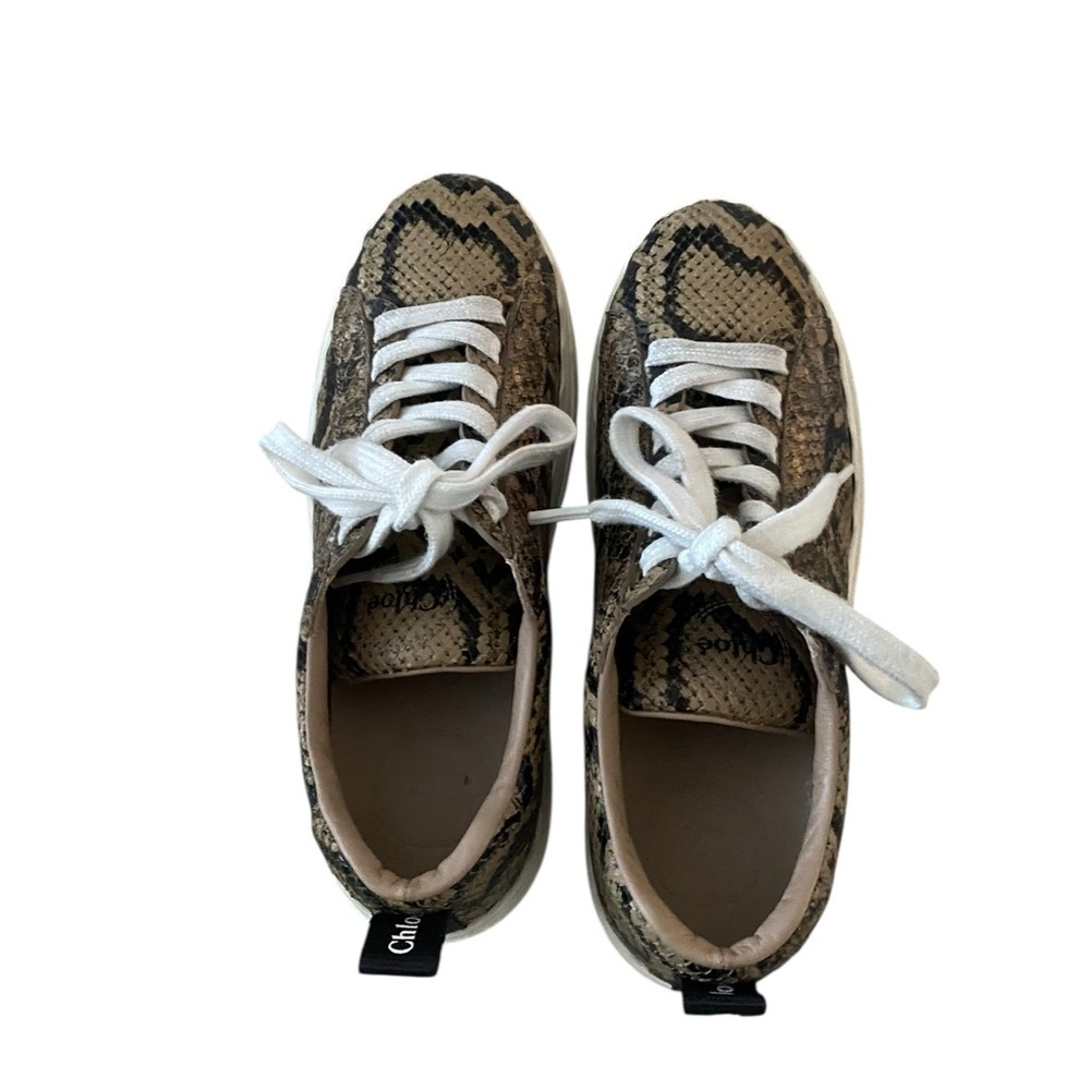 Chloé Python Print Leather Platform Sneakers Made in Italy Size 39 - Picture 3 of 12
